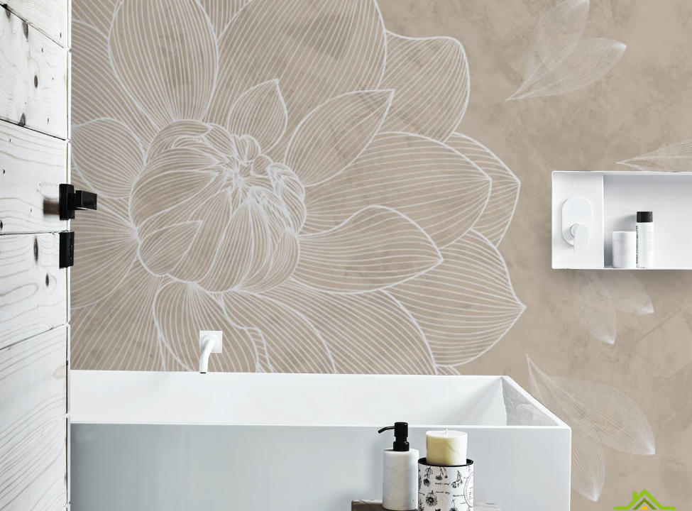 выбрать Фотообои Бежевый векторный цветок Фотообои в ванную на стену