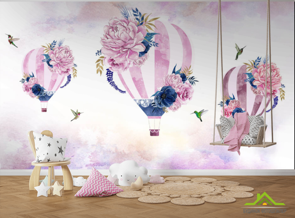 выбрать Фотообои Розовые воздушные шары Фотообои Little kids на стену