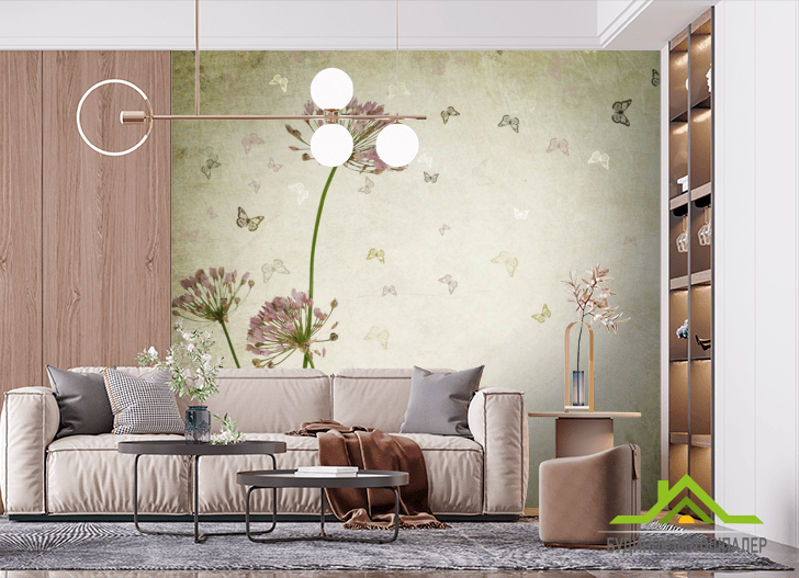 Фотообои Цветы и бабочки