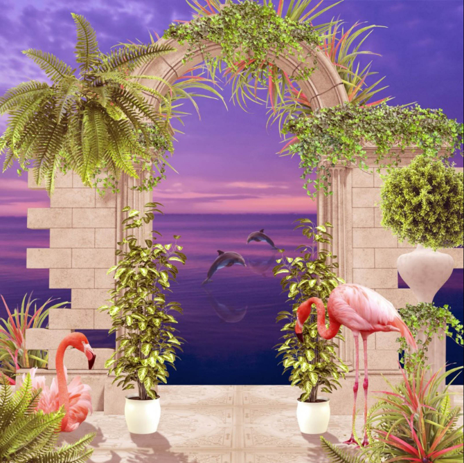 Фотообои Арка с фламинго