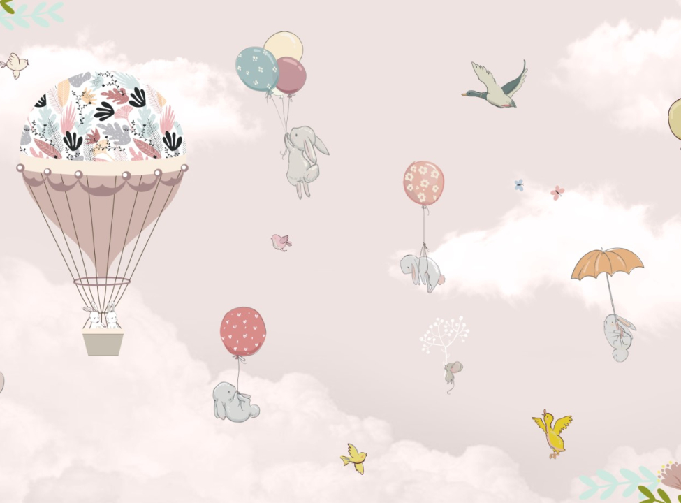 выбрать Фотообои зайки на воздушных шарах Фотообои Little kids на стену