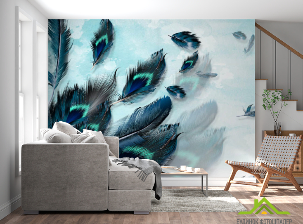 выбрать Фотошпалери Пір'я павича 3д Фотошпалери пір'я на стіну