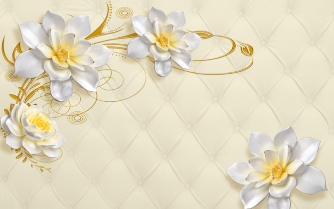 Фотошпалери Керамічні квіти на тлі шкіри