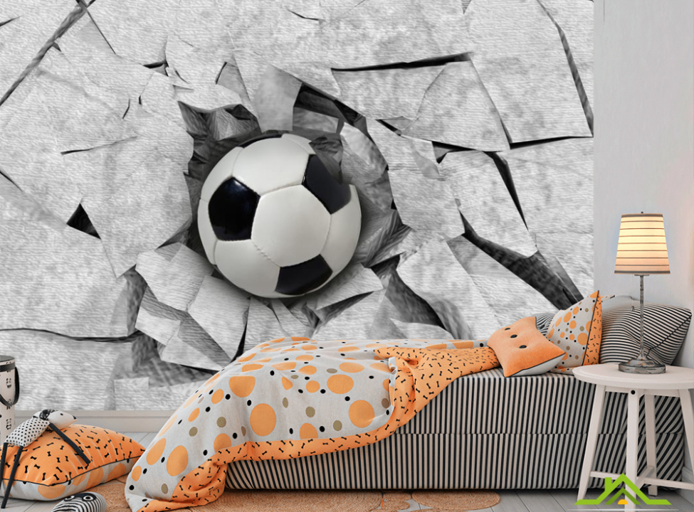 выбрать Фотошпалери Футбольний м'яч 3Д Фотообої для підлітка на стіну