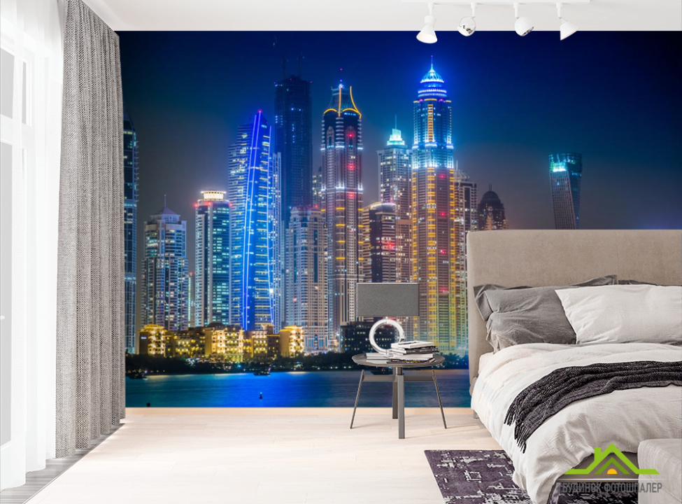 выбрать Фотошпалери сині вогні вечірнього міста Фотошпалери Місто на стіну
