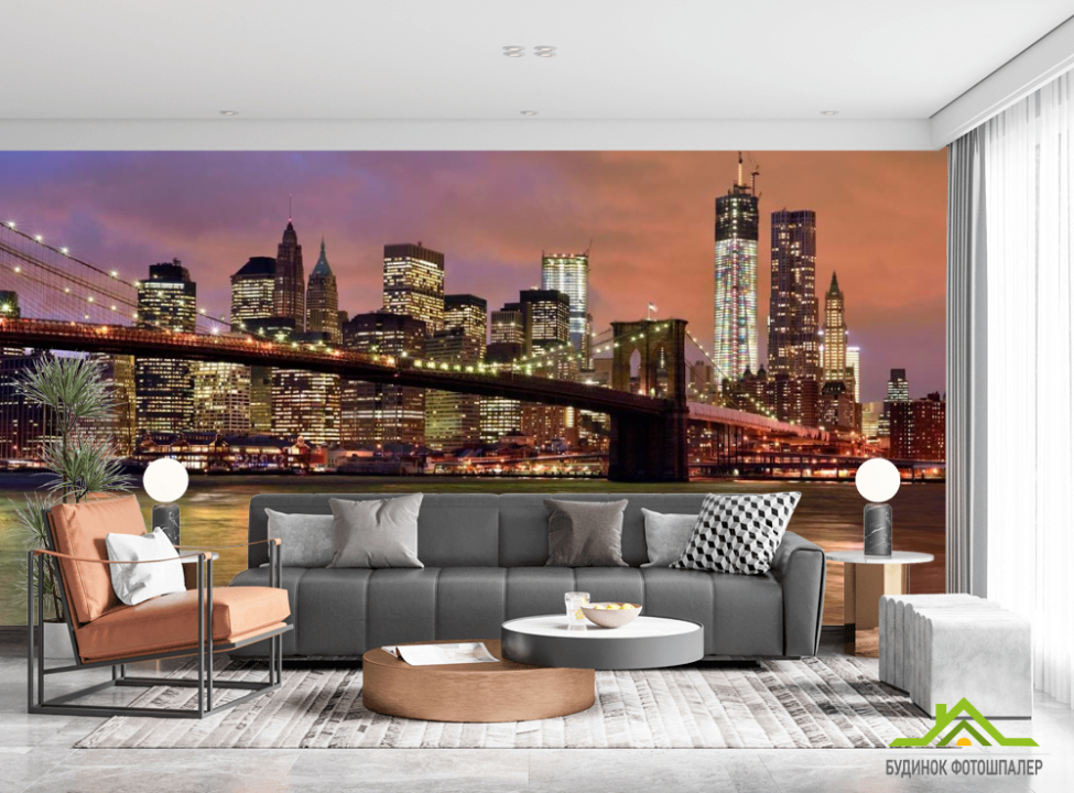 выбрать Фотошпалери Нічний міст New York Фотошпалери Місто на стіну