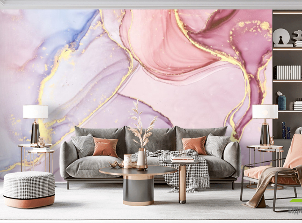 выбрать Фотообои золото розовый флюид Фотообои с золочением на стену