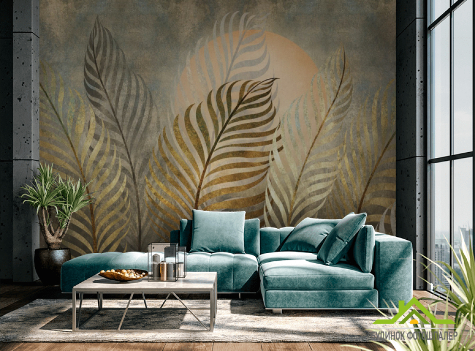 выбрать Фотошпалери золоті листя Ексклюзивні фотошпалери на стіну