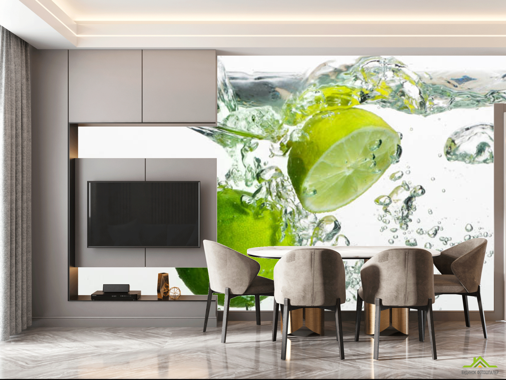 Фотошпалери лайм у воді