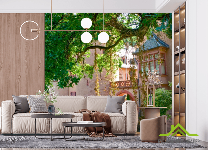 Фотообои Замок с прудом