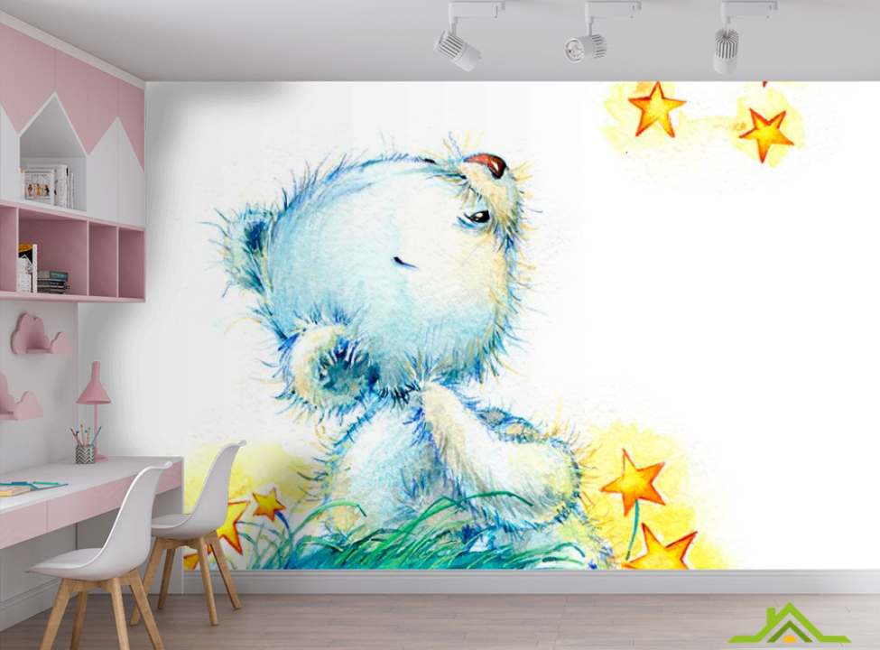 выбрать Фотошпалери Блакитний ведмедик Фотошпалери для малюків на стіну