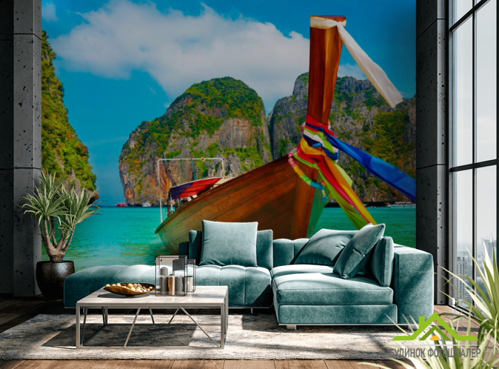 выбрать Фотообои Лодка в бирюзовых водах Фотообои Корабли на стену