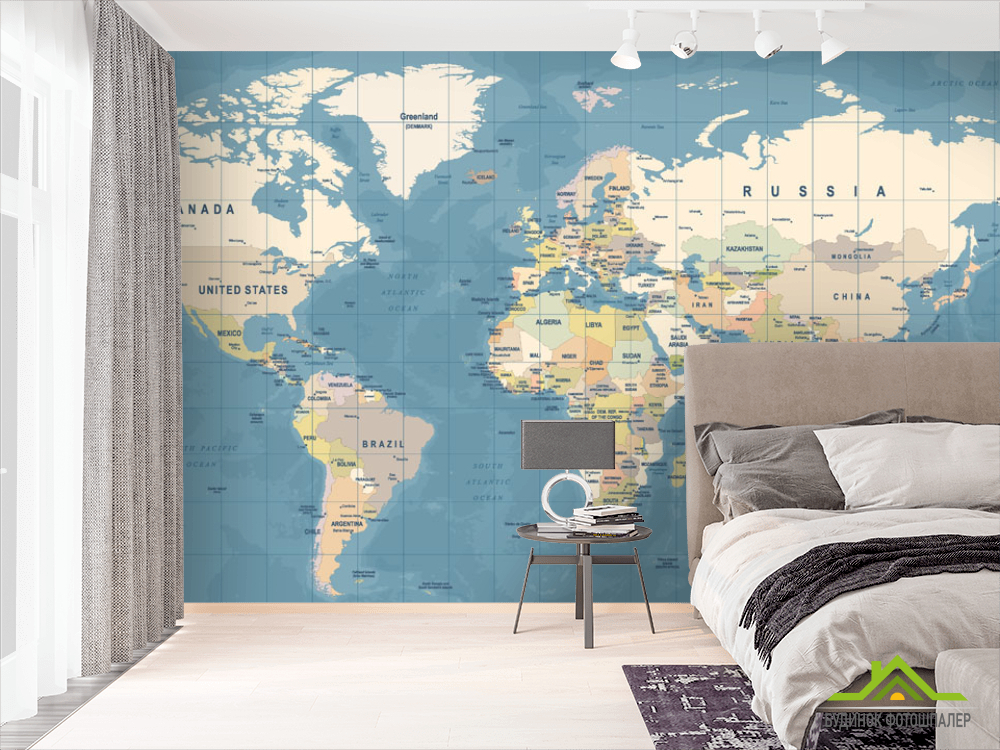 Фотошпалери Карта світу на блакитному