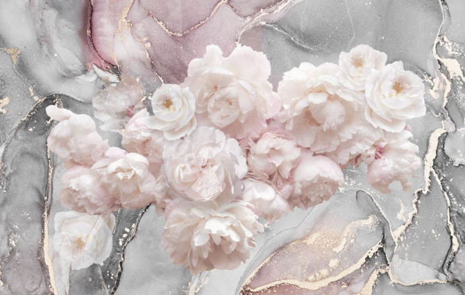 Фотошпалери півонії на тлі флюїду