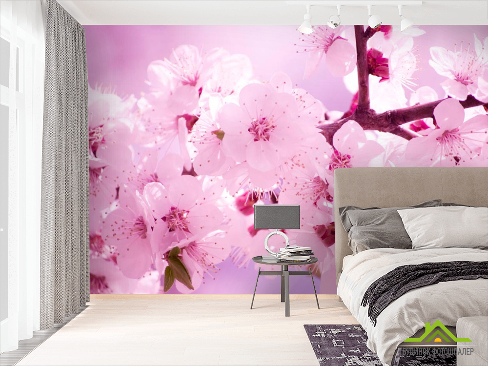Фотообои Цветение персика весной