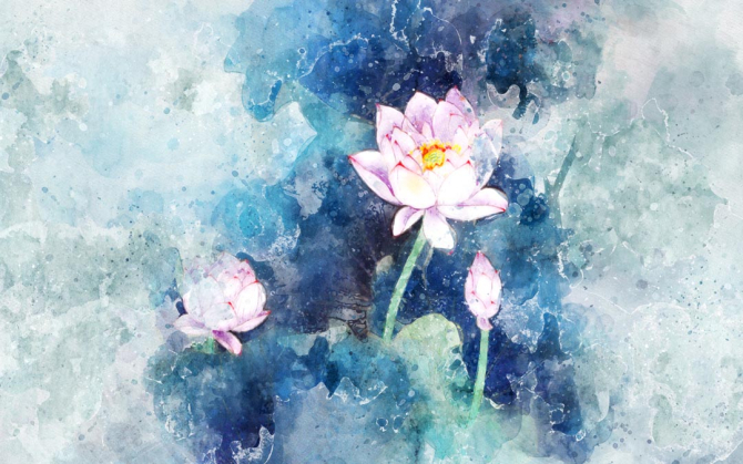 Фотошпалери Акварельний лотос