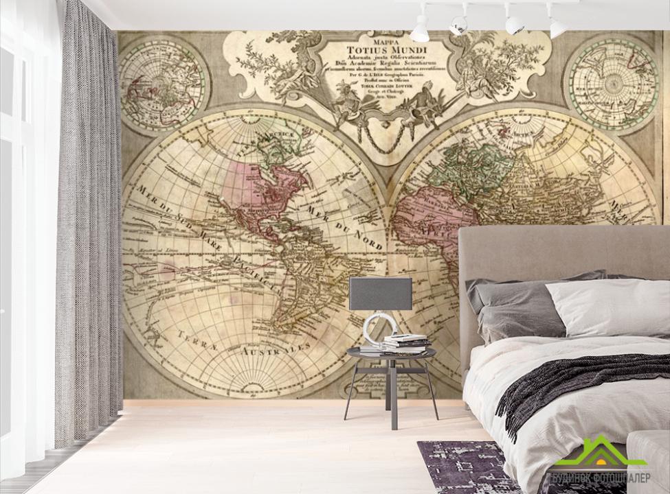 выбрать Фотообои Винтажная карта Фотообои карта Мира на стену