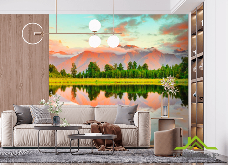 Фотошпалери Ялинки,гори, вода