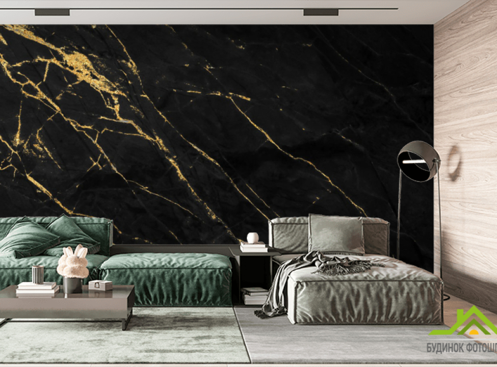 выбрать Фотообои чёрный мрамор Фотообои с золочением на стену