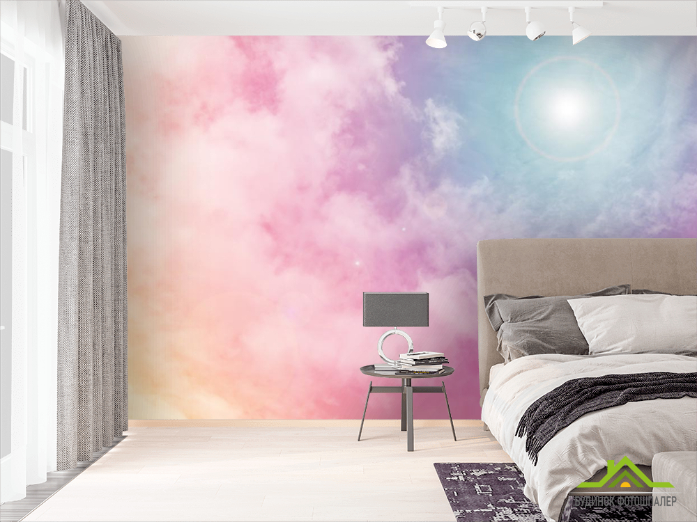 Фотообои солнечное розовое небо