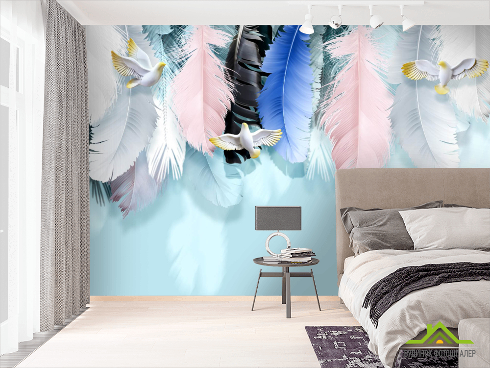 Фотошпалери різнокольорові пір'я