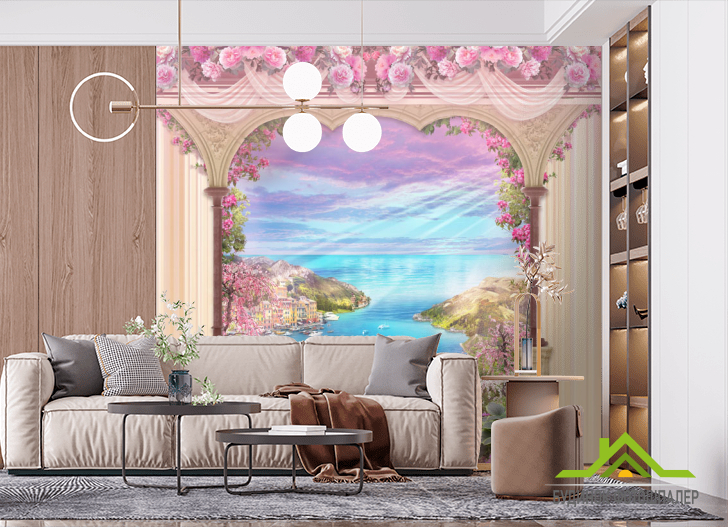 Фотошпалери Фреска арка з видом на море
