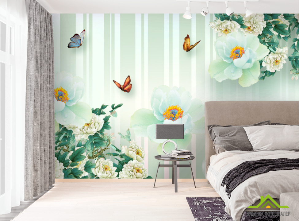 выбрать Фотошпалери Салатові квіти 3д Фотошпалери квіти 3d на стіну