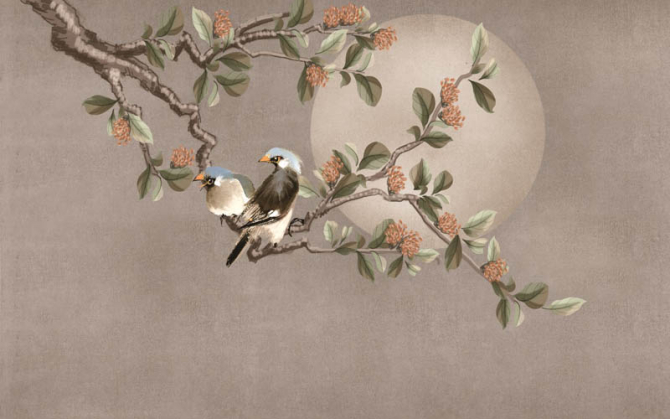 Фотошпалери птиці на гілці