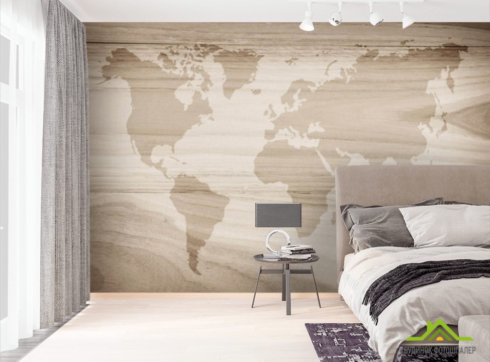 выбрать Фотошпалери Карта світу на тлі дерева  на стіну