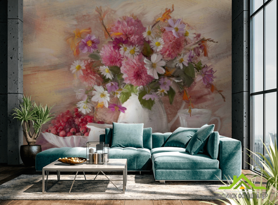 выбрать Фотошпалери картина квіти у вазі Фотошпалери Квіти на стіну