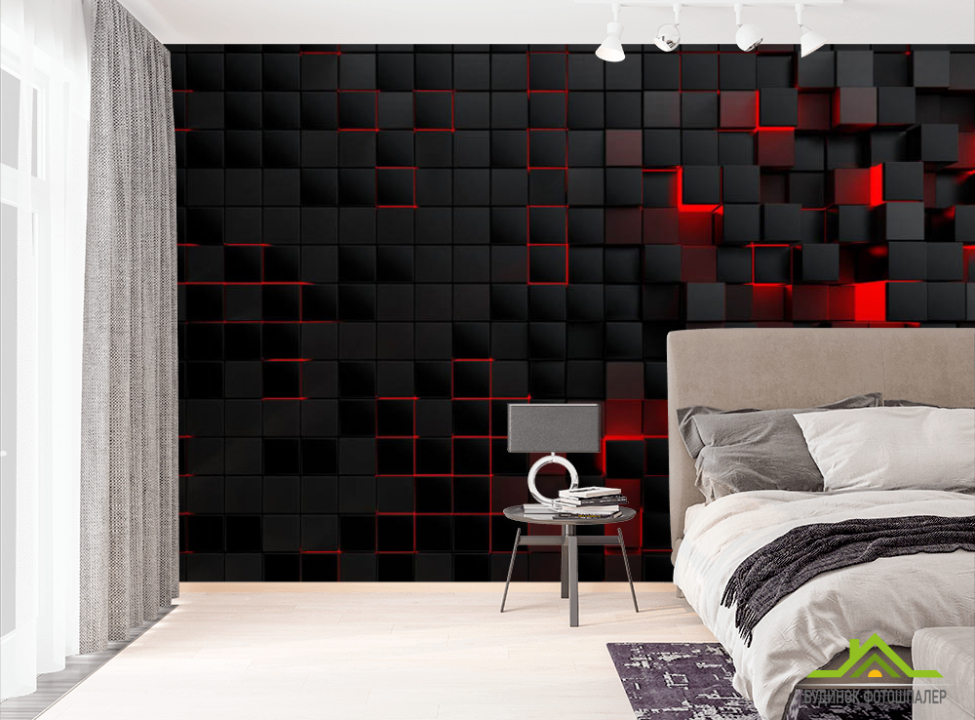 выбрать Фотошпалери 3Д стіна з квадратів  на стіну