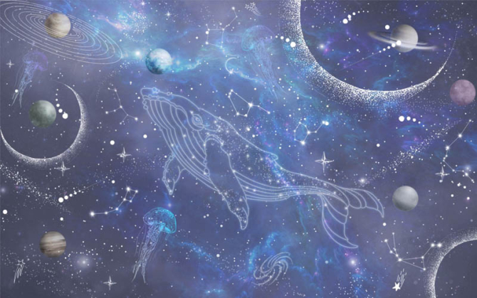 Фотообои Кит и звёдное небо