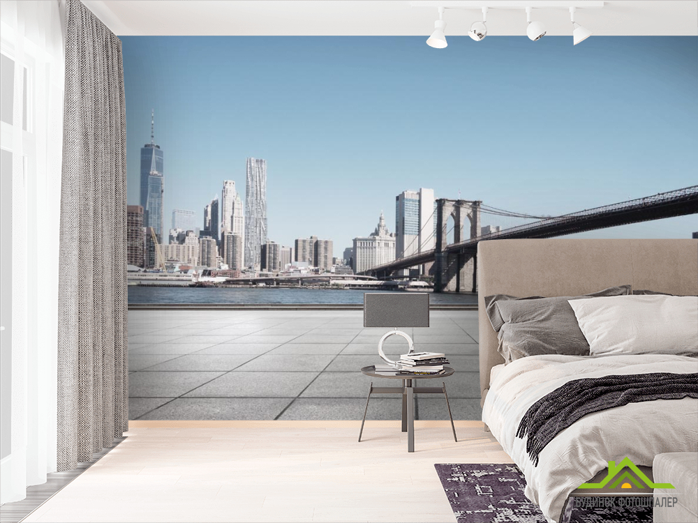 Фотошпалери бетонна бруківка і міст