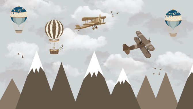 Фотошпалери Повітряні кулі та коричневі гори