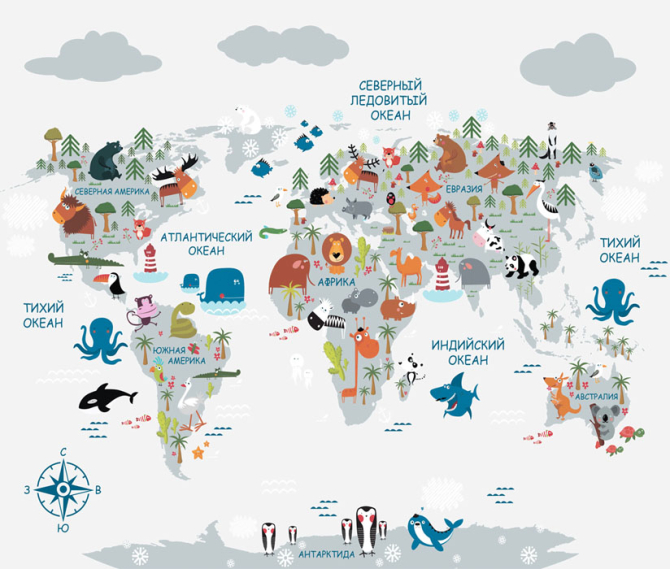 Фотообои Карта в детскую