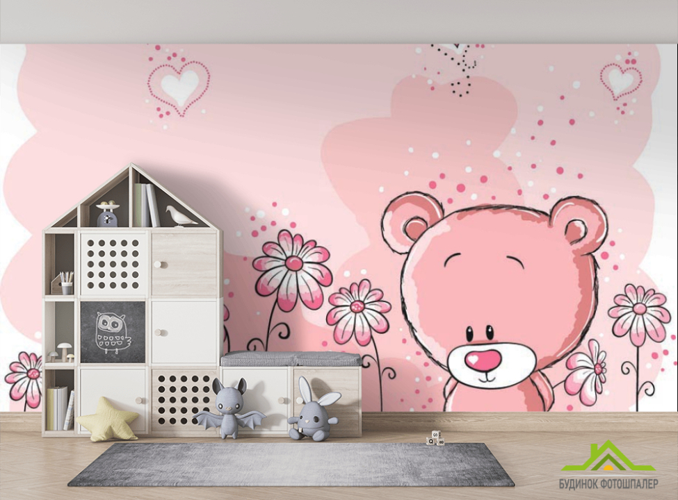 выбрать Фотошпалери Рожеві ведмедики Фотошпалери для малюків на стіну