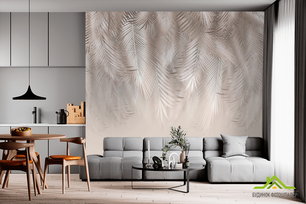 Фотообои светлые листья на стену