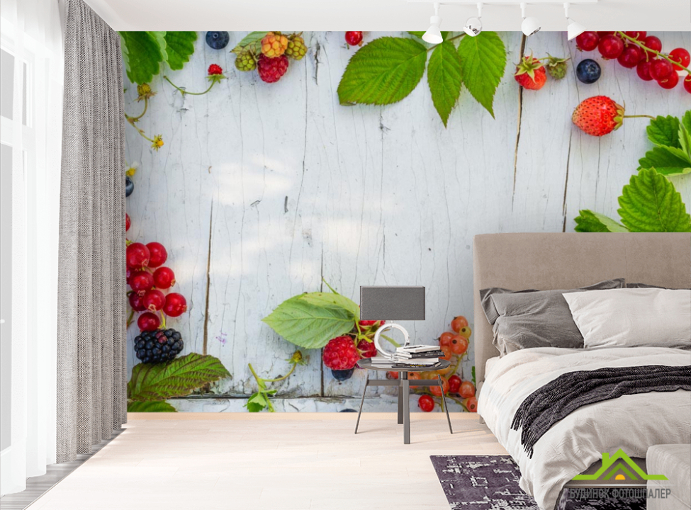 выбрать Фотообои ягоды на деревянном фоне Фотообои Еда и напитки на стену