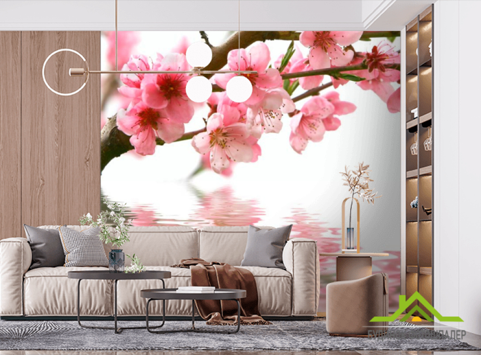 выбрать Фотообои Розовые цветки и вода Фотообои Цветы на стену
