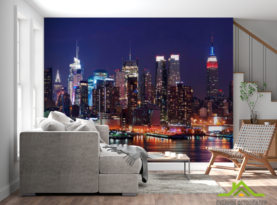 выбрать Фотошпалери Фотошпалери Яскравий нічний причал Фотошпалери Місто на стіну
