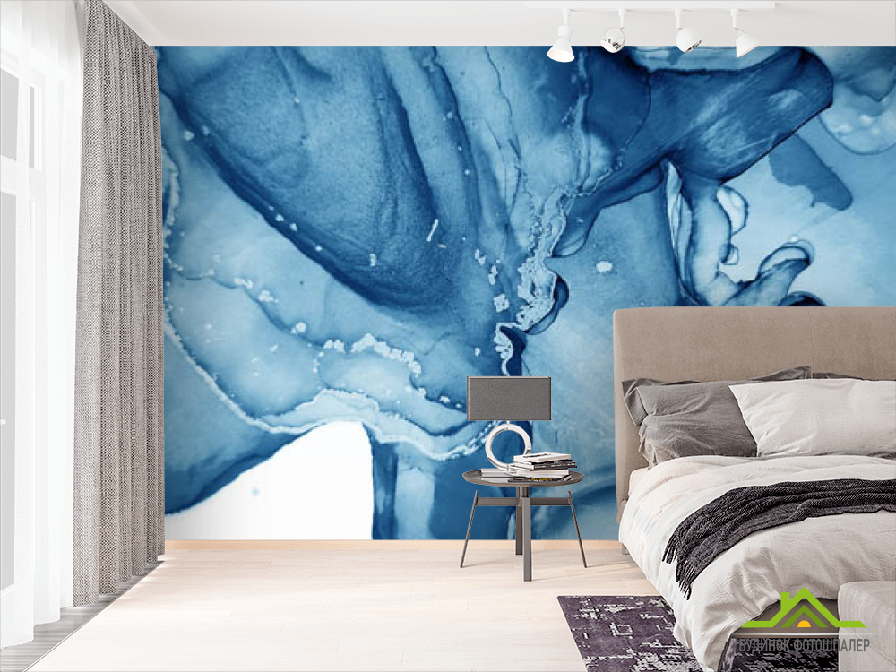 Фотошпалери сині розводи флюїд