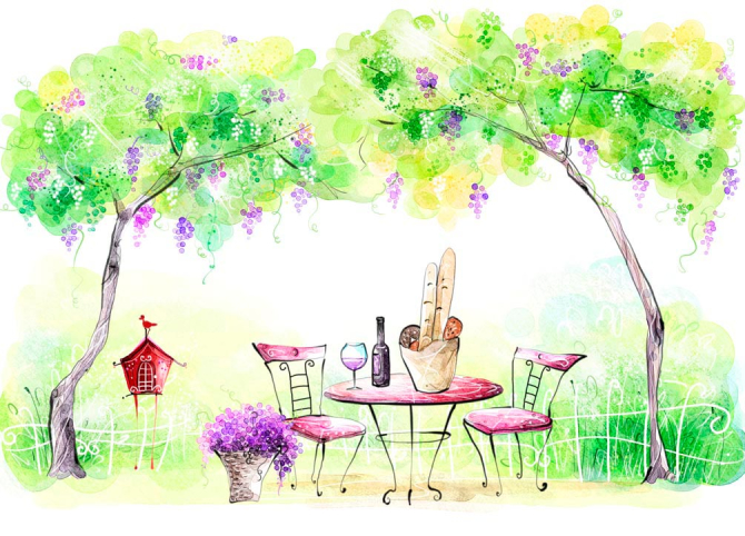 Фотообои Столик с продуктами