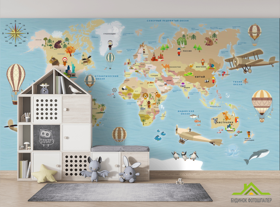 выбрать Фотообои Детская карта на русском Фотообои в детскую на стену