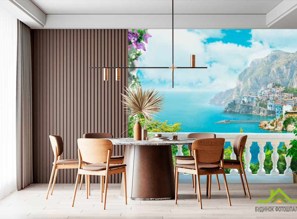 выбрать Фотошпалери Балкнок, гори, море, місто Фотошпалери Фрески на стіну