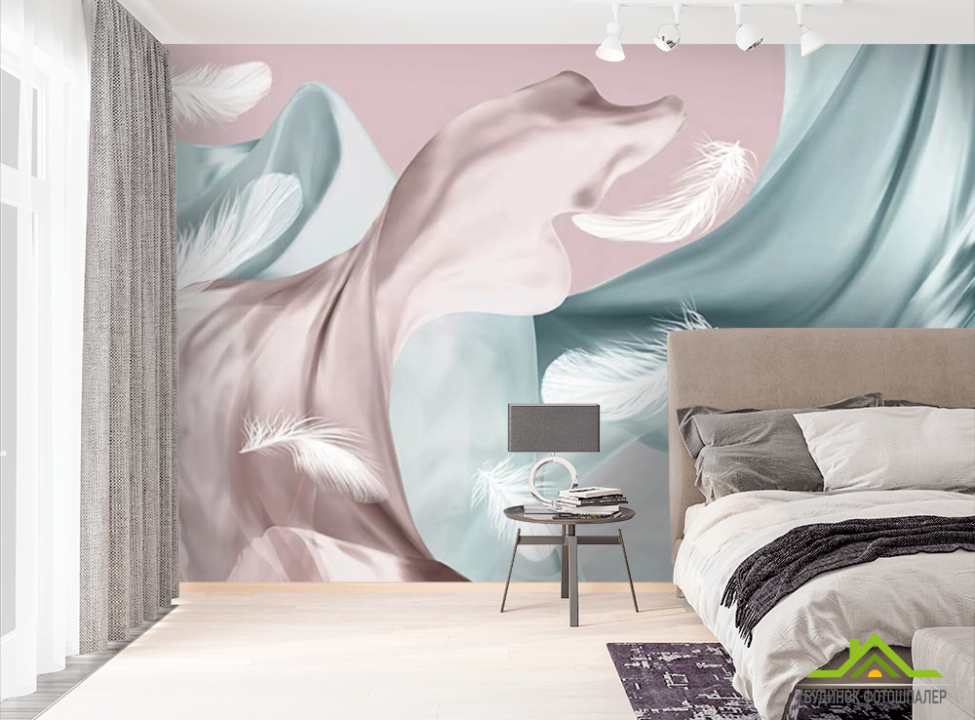 выбрать Фотошпалери Пір'я на тлі атласу Фотошпалери пір'я на стіну