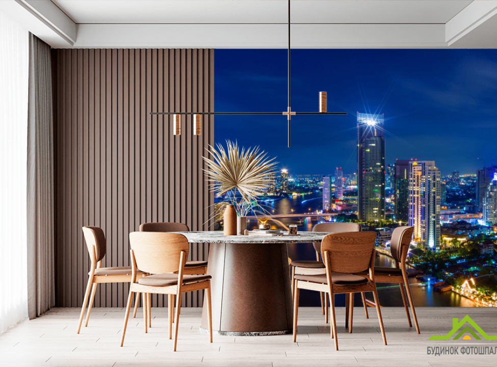 выбрать Фотошпалери темно-синє небо над містом Фотошпалери Місто на стіну