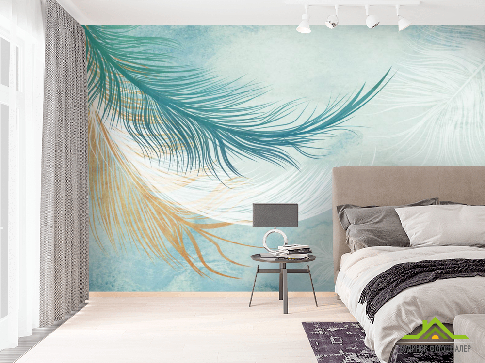 Фотошпалери Векторні пір'я блакитні