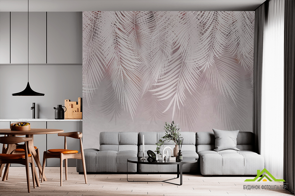 Фотообои розовые листья пальмы