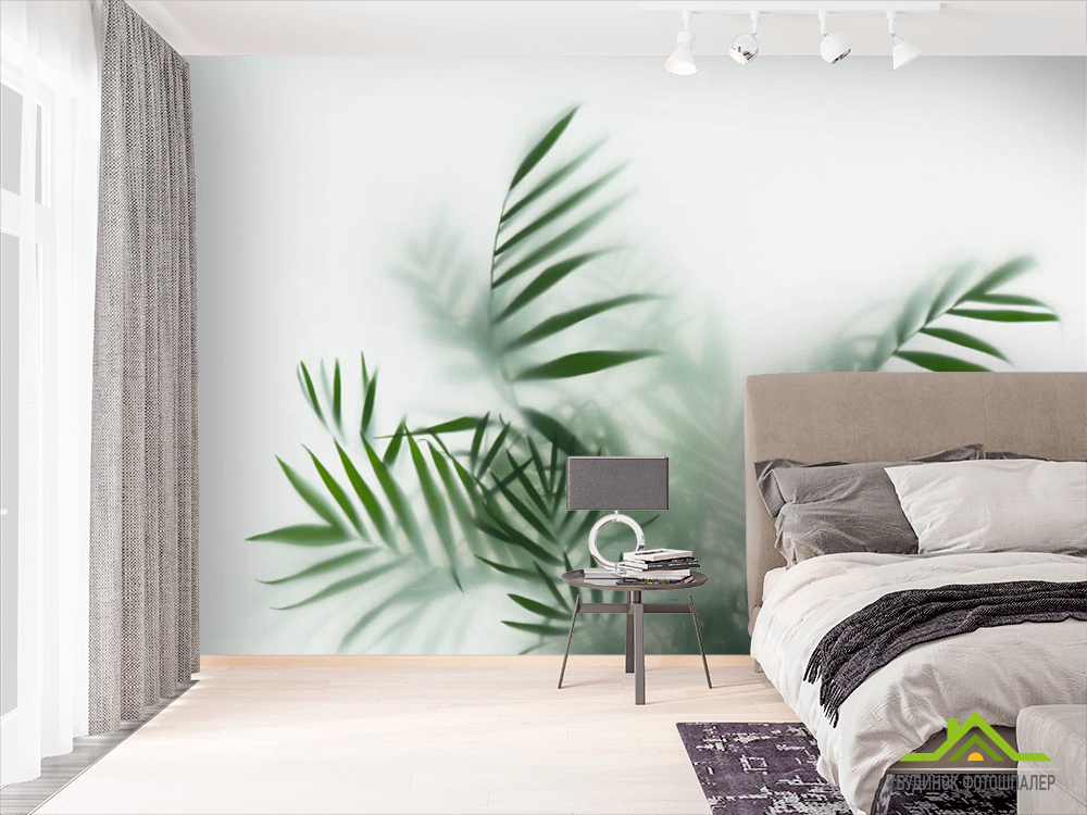 Фотошпалери листя за матовим склом