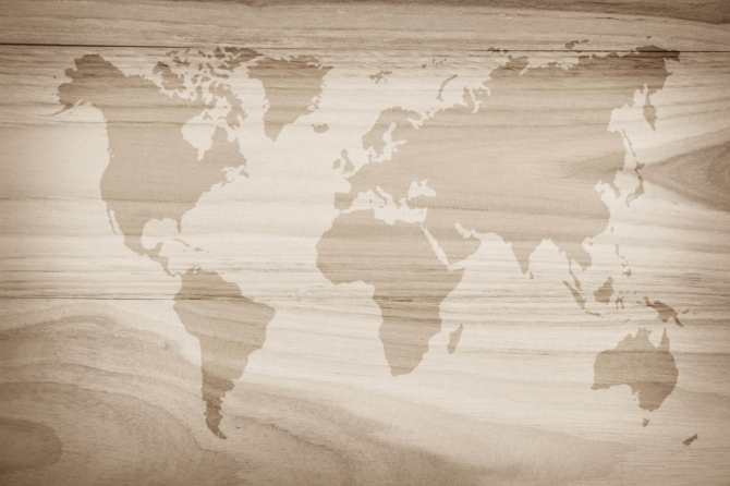 Фотошпалери Карта світу на тлі дерева